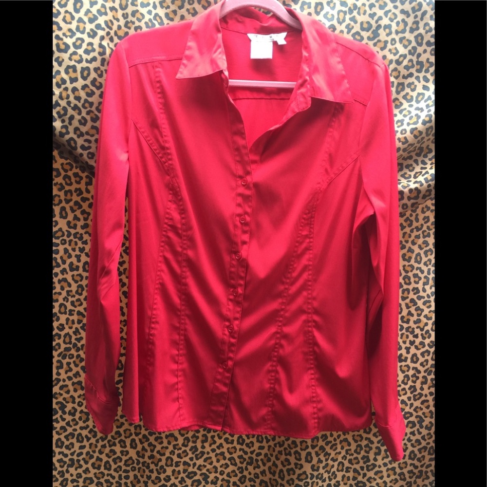 COMO Blouse  XL stretchy red